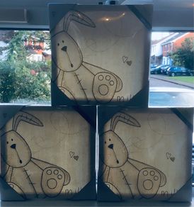 Mamas and Papas - Millie the Bunny Rabbit - hand painted Canvas - retails at 24 euro per picture neutral colours - perfect gift for a Baby shower or as a baby gift - brand new in original sealed packaging - size 30cms x 30cms