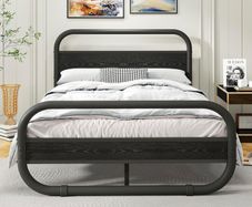 King Size Bed Frame with Headboard,150x200 Oval-Shaped