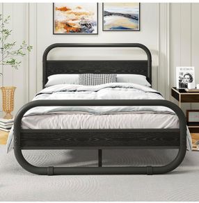 King Size Bed Frame with Headboard,150x200 Oval-Shaped