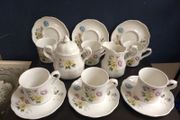 Fabulous J&amp;G Meakin Coffee Set for Six in the Sterling Shape and a Pretty Floral Pattern Called "Springfield"