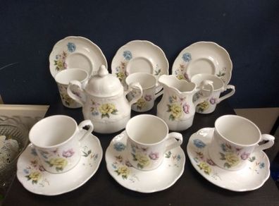 Fabulous J&G Meakin Coffee Set for Six in the Sterling Shape and a Pretty Floral Pattern Called "Springfield"