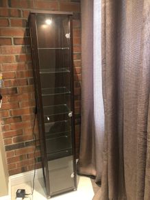 glass display cabinet with plug in down light