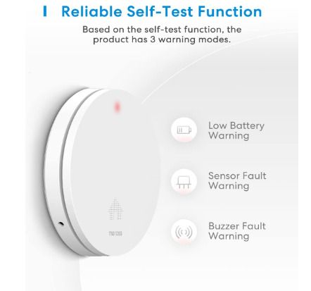 Meross Smoke Alarm, 10-Year Battery Fire Alarm Smoke Detector for Home