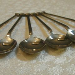 Boxed Set of 6 Sterling Silver Teaspoons, Art Deco, Sheffield 1929, 53.9g