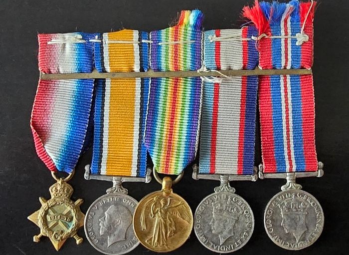 WWI and WWII British Army and Australian Army service medals bar miniature