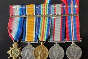 WWI and WWII British Army and Australian Army service medals bar miniature