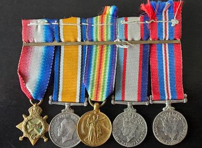 WWI and WWII British Army and Australian Army service medals bar miniature