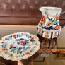 Genuine Antique English Stoneware Chinoiserie Jug and Cake Plate Image 2
