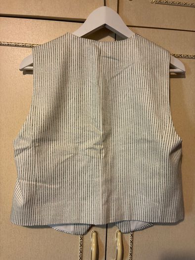 Zara Ladies Waistcoat Top  - Creamy white with Green Stripe - Size M - Unworn