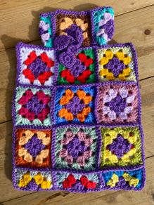 Hand Crochet Granny Squares Hot Water Bottle Cover