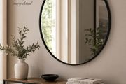 Black Round Wall Mirror 76 cm Modern Bathroom Mirror Aluminium Frame Vanity Hallway Bedroom Living Room