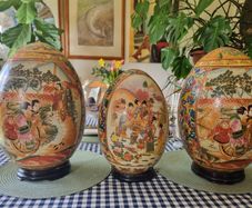 Three vintage Japanese Satsuma eggs