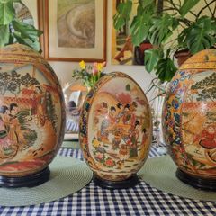 Three vintage Japanese Satsuma eggs