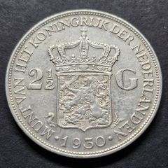 1930 Netherlands  2 1/2 Gulden - Wilhelmina Silver coin