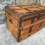 Late Victorian Antique Metal Bound Wooden Chest. Image 4