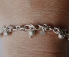 Vintage 925 Sterling Silver Charm Bracelet with Beads and Discs