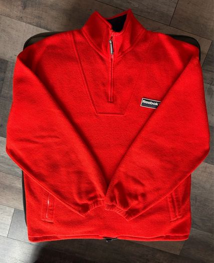 Vintage Reebok Red/Orange Fleece Quarter Zip Pullover Jacket Y2K Size L-XL