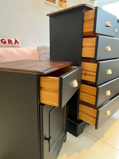 Solid wood chest of drawers and bedside locker