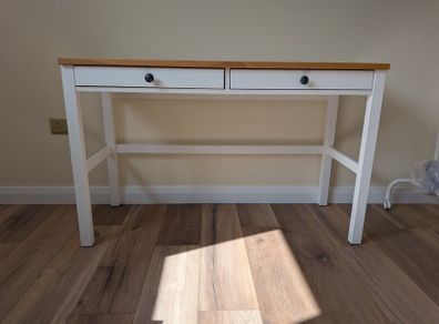 IKEA HEMNES Desk with 2 drawers, white stain/light brown, 120x47 cm