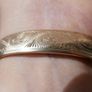 Vintage 9ct Yellow Gold Floral Pattern Bangle Bracelet Vintage 28,4g Image 10