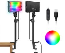 Neewer 2x Desk Mount RGB LED Light Kit with C-Clamp Stand - 61411