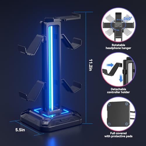 headset Stand with 9 Light Modes