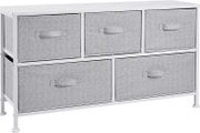 Basics Extra Wide Fabric 5-Drawer Storage Organizer Unit for Closet, White
