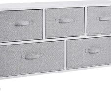 Basics Extra Wide Fabric 5-Drawer Storage Organizer Unit for Closet, White