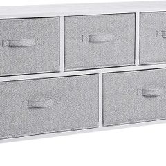Basics Extra Wide Fabric 5-Drawer Storage Organizer Unit for Closet, White