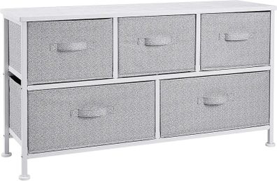 Basics Extra Wide Fabric 5-Drawer Storage Organizer Unit for Closet, White