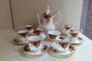 15 piece Coffee Set With Medium Coffee Pot  Royal Albert Old Country Roses For 6 Person Setting, Bone China
