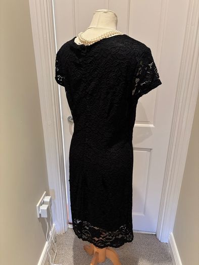 Selected Femme Black Lace Fully Lined Dress - Size 12