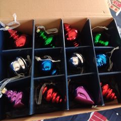Retro Vintage Style Christmas Baubles one Box of x12 Glass Ornaments