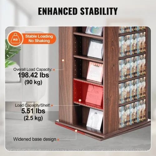 Media Storage Cabinet, Rotating Media Tower, Holds up to 1040 CDs, Protects & Organizes Music, Movie, Video Games or Memorabilia