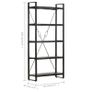 5-Tier Bookcase Black 90x30x180 cm Solid Mango Wood Image 3