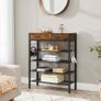 _Shoe rack, shoe organizer with 2 drawers and 4 compartments, for 14 pairs of shoes, in the entrance area, living room, bedroom, vintage brown-black Image 3