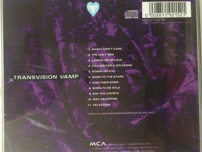 Transvision Vamp [1989] Velveteen (CD Album)