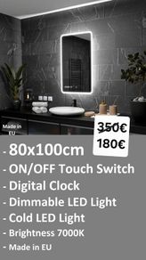 LED Bathroom Mirror 80x100cm Touch Switch