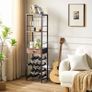 Wine Rack Freestanding Floor, Bar Cabinet,Coffee Bar Cabinet 4-Tier Wood bar Cabinet,Glass Holder and Storage Drawer for Home Bar Kitchen Living Room,Brown Image 4