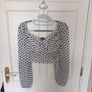 Size 10 White with velvet black polka dot cropped top Image 10