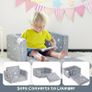 Kids Sofa Bed 2-in-1 Flip Out Cuddly Flannel Toddler Couch Convertible Sofa to Lounger Children Sofa Bed Children's Day and Birthday Gift for Girls Boys, Grey with Stars Image 5
