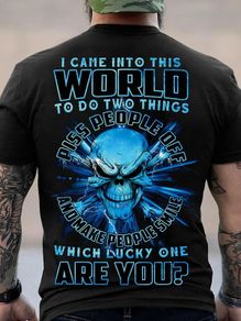Men's Relaxed Crew Neck Tee - Featuring a Skull Design