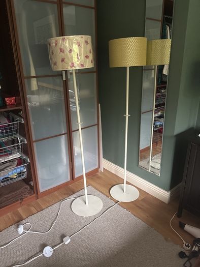 Take your pick - other photos added - 2 Matching ( exactly the same ) Tall Cream / Off White Tall Floor Standing Lamps - will sell individually