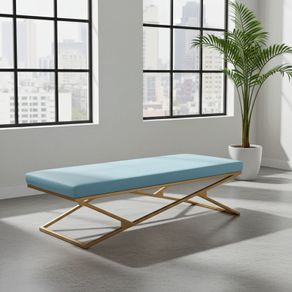 Metal-Framed Bench 160x40cm Gold Frame Eco leather Super Long