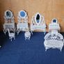 Dolls house white metal bedroom furniture Image 3