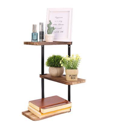 BRAND NEW Rustic Industrial Wood Shelf Wall Mount Corner Rack Display Decor Organizer for Bedroom Kitchen Bathroom