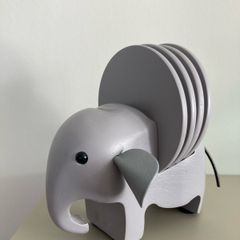 Wooden Elephant Coaster Holder