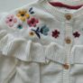 Baby Girls Cream Cardigan Floral Embroidery & Frill Image 2