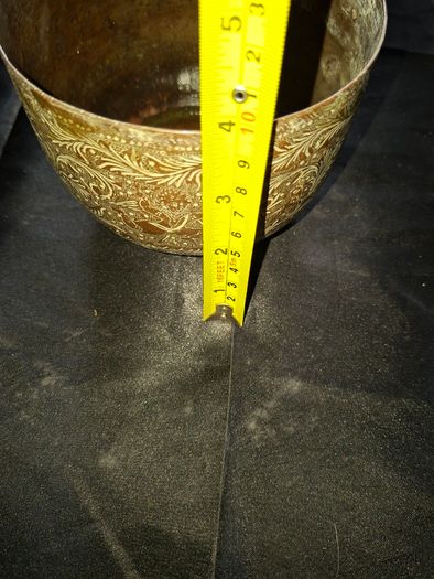 Antique Brass Planter Pot with Detailed Floral Engravings, Postage Available