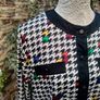 Vintage 80s 90s Black and White houndstooth blouse with rainbow colour splash small to medium Image 2